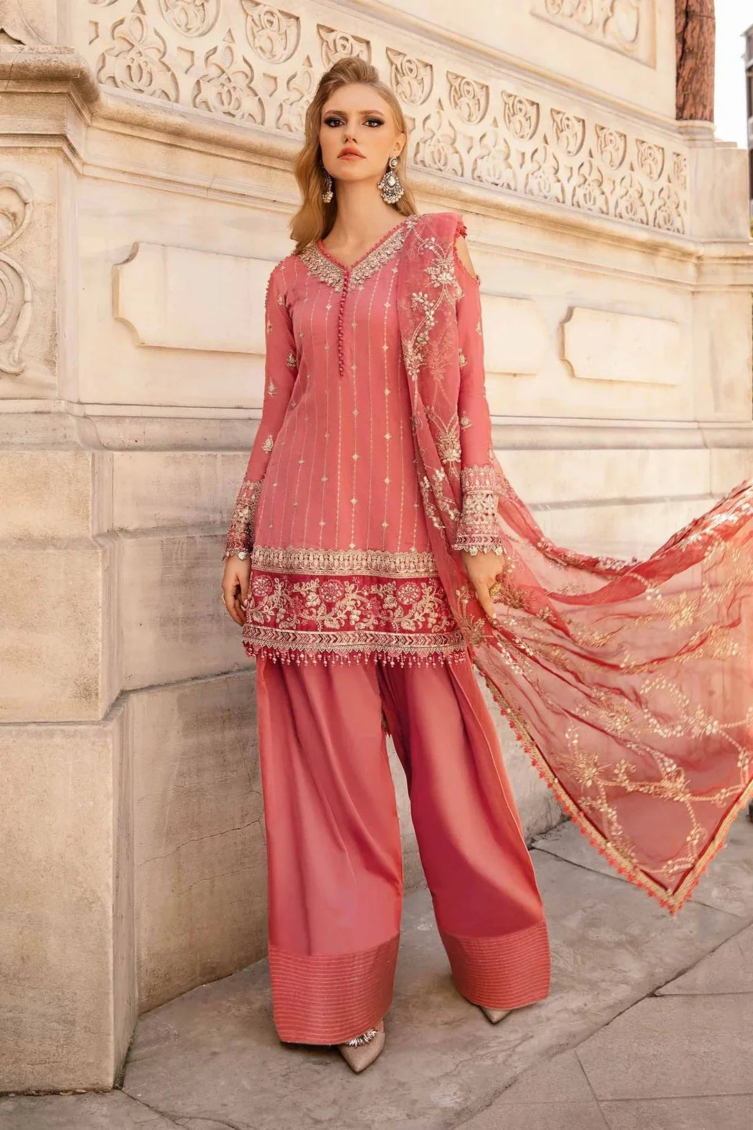 Embroidered Cotton Satin Suit | CST - 809 - NEW NAMAL PRET