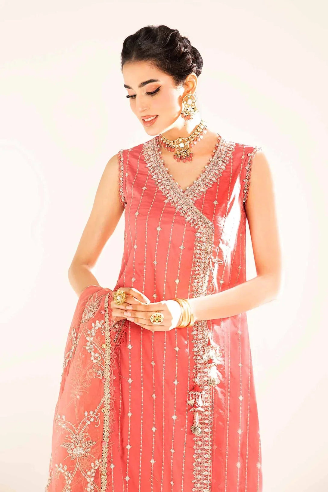 Embroidered Cotton Satin Suit | CST - 809 - NEW NAMAL PRET