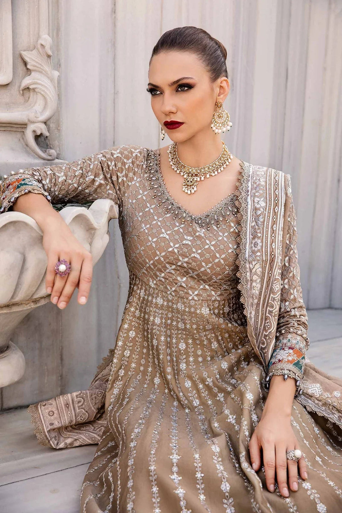 Embroidered Cotton Satin Suit | CST - 810 - NEW NAMAL PRET