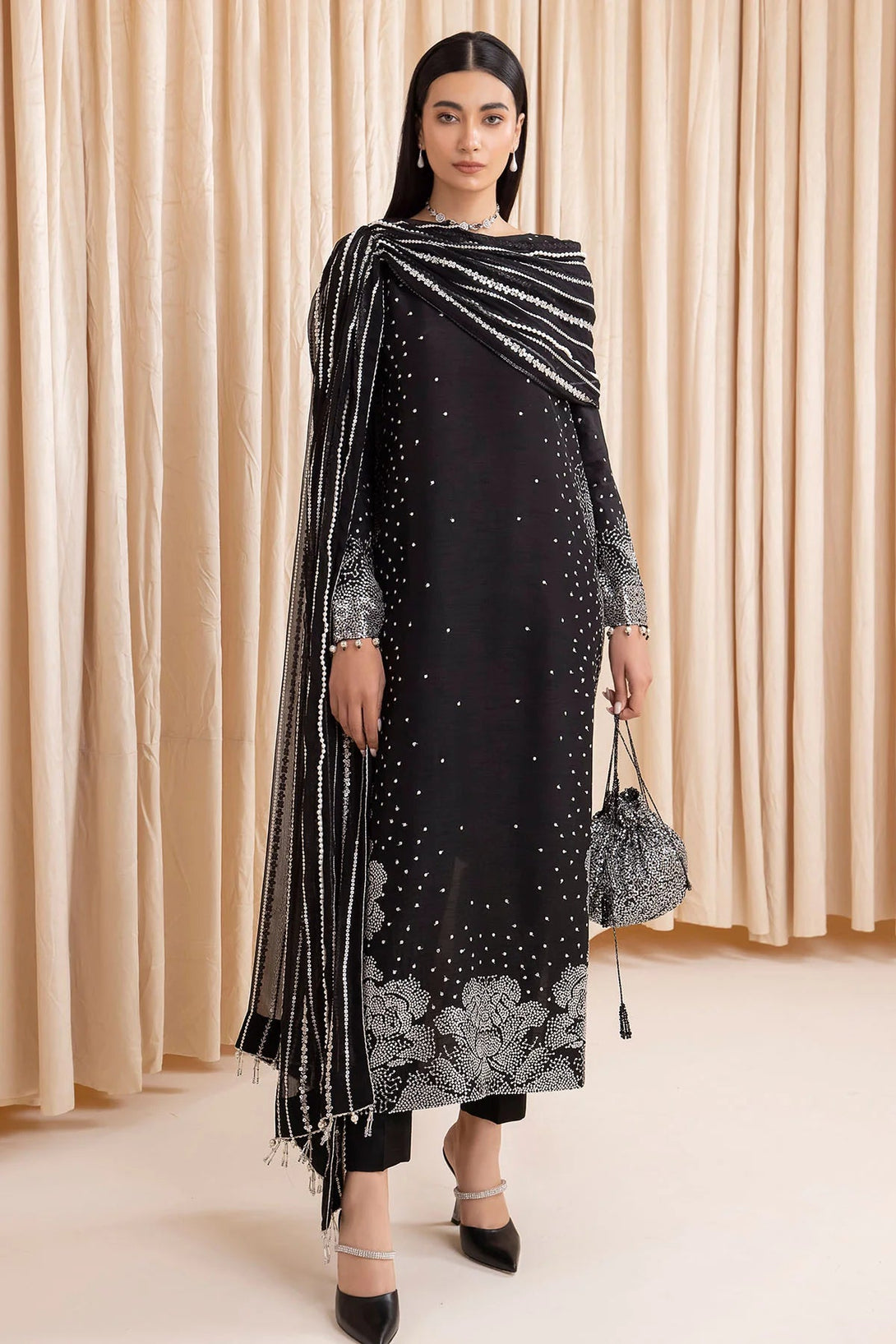 Embroidered Raw Silk UR - 7001 - NEW NAMAL PRET