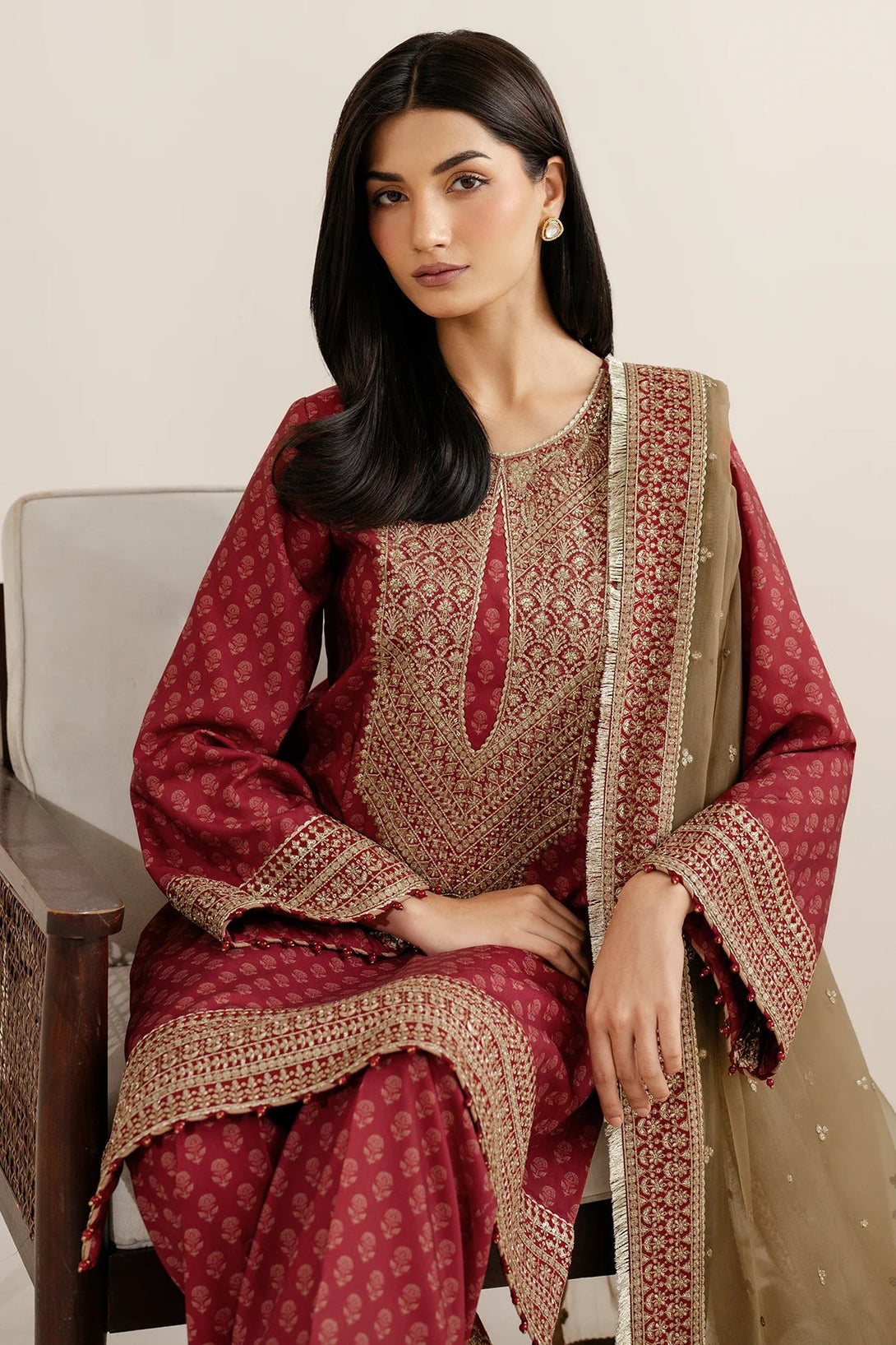 Embroidered Raw Silk UR - 7057 - NEW NAMAL PRET