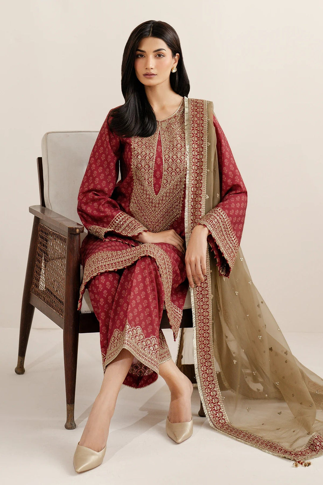 Embroidered Raw Silk UR - 7057 - NEW NAMAL PRET