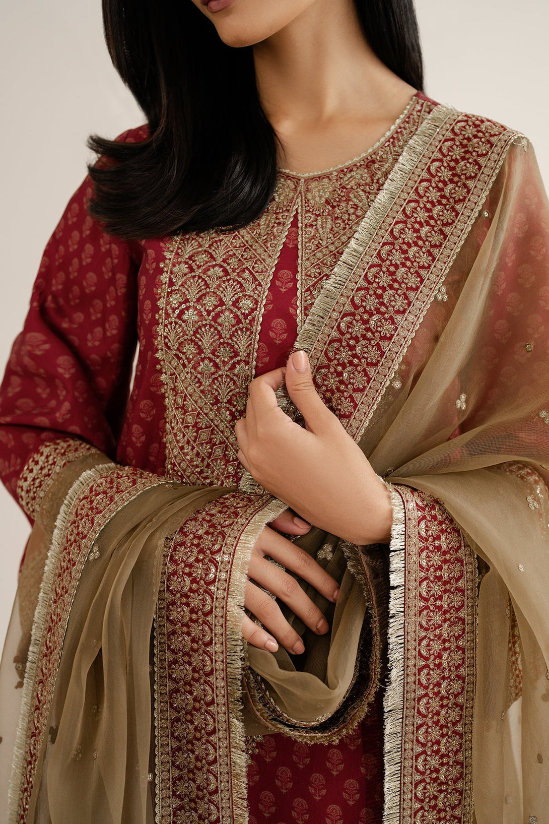 Embroidered Raw Silk UR - 7057 - NEW NAMAL PRET