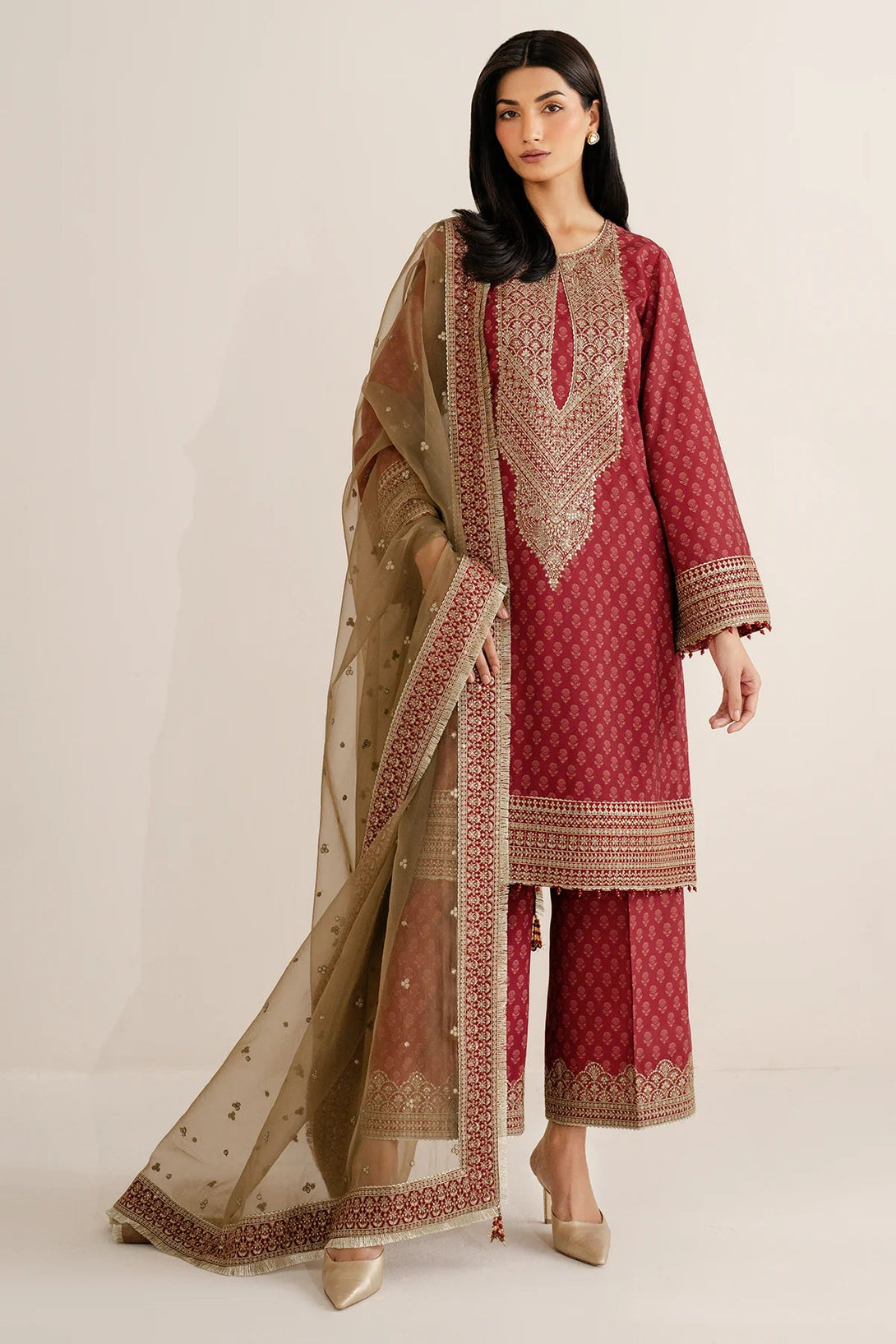 Embroidered Raw Silk UR - 7057 - NEW NAMAL PRET