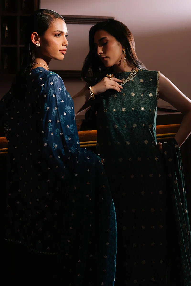 EMERALD MAJESTY - 3PC SILK EMBROIDERED SUIT - NEW NAMAL PRET