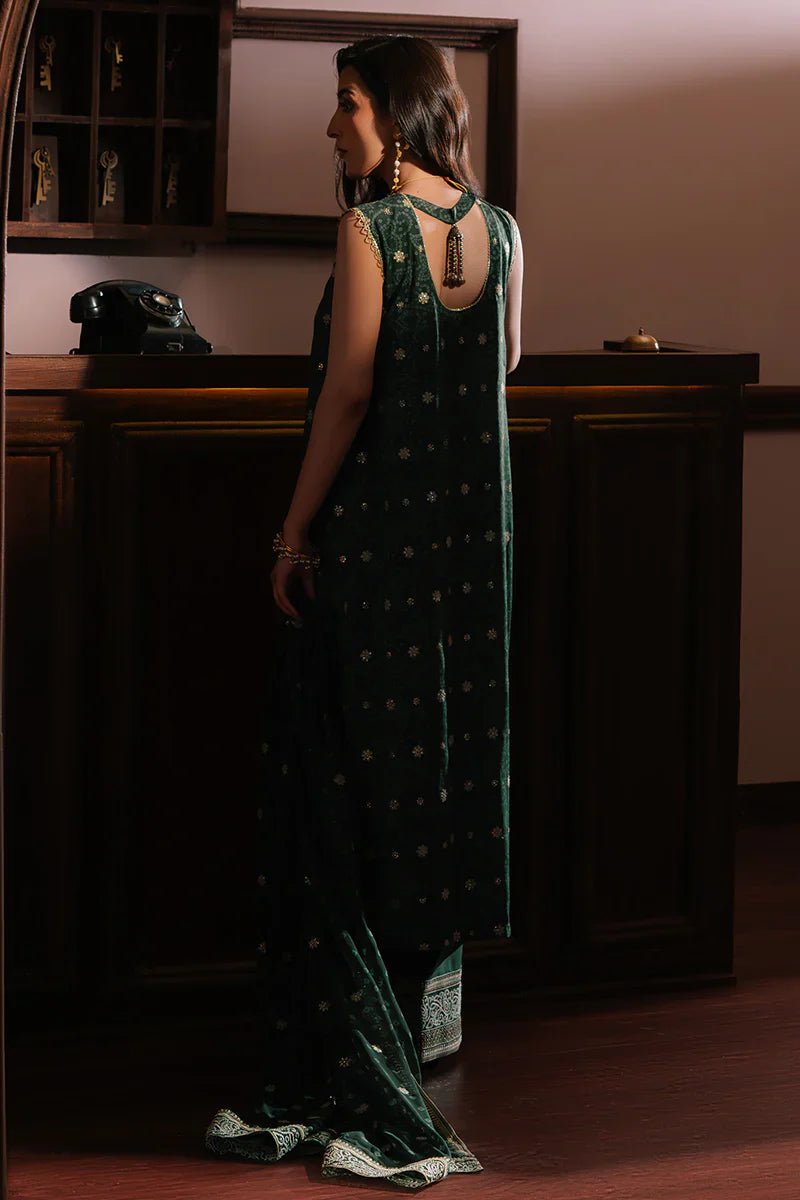 EMERALD MAJESTY - 3PC SILK EMBROIDERED SUIT - NEW NAMAL PRET