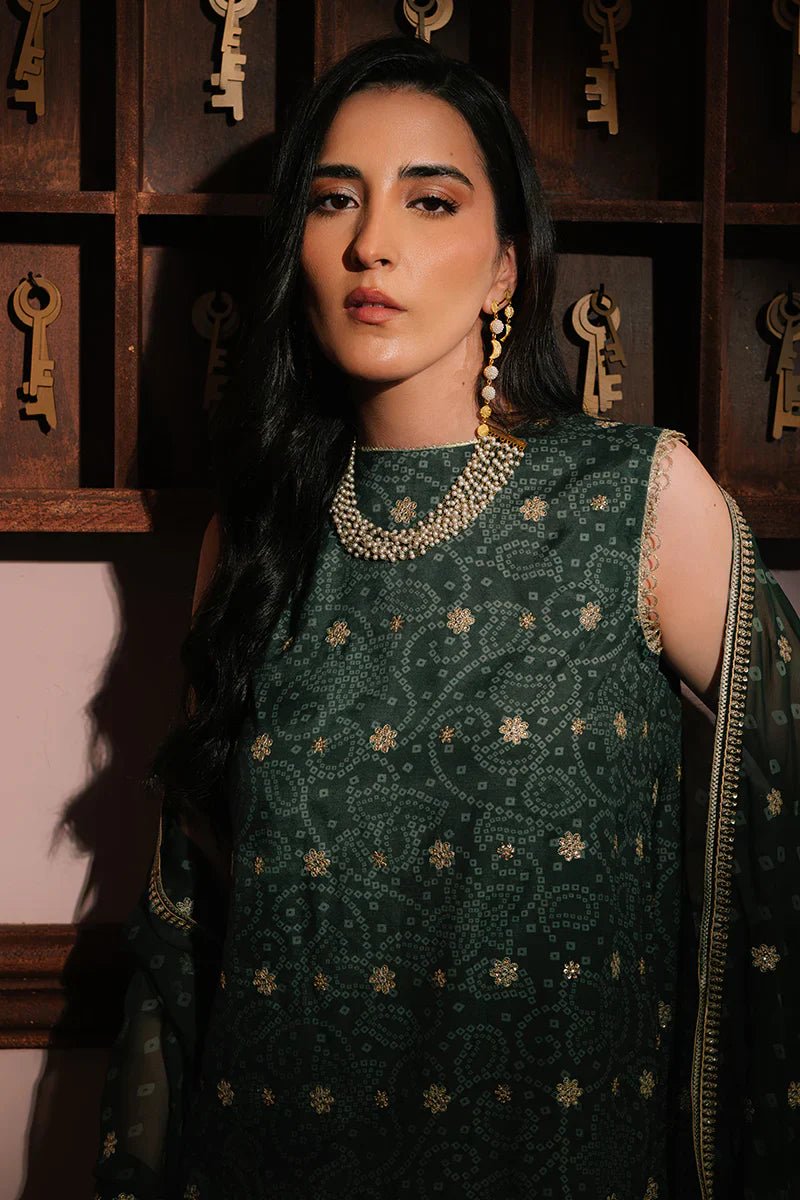 EMERALD MAJESTY - 3PC SILK EMBROIDERED SUIT - NEW NAMAL PRET