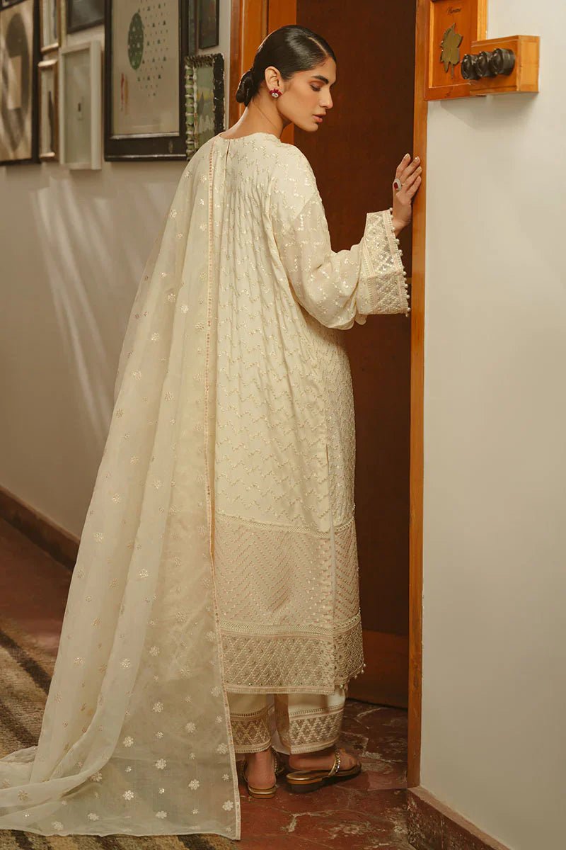 GENTEL GLAZE - 4 PIECE EMBROIDERED SILK SUIT - NEW NAMAL PRET