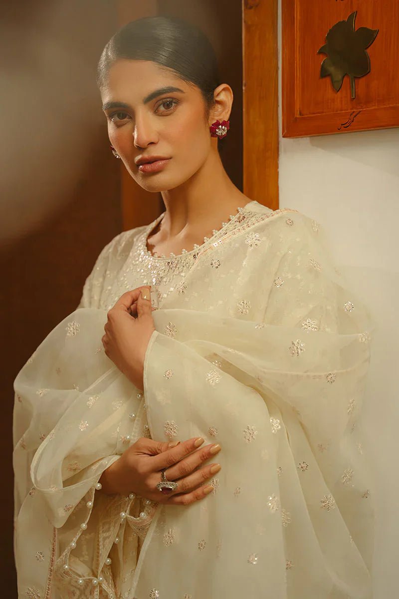 GENTEL GLAZE - 4 PIECE EMBROIDERED SILK SUIT - NEW NAMAL PRET