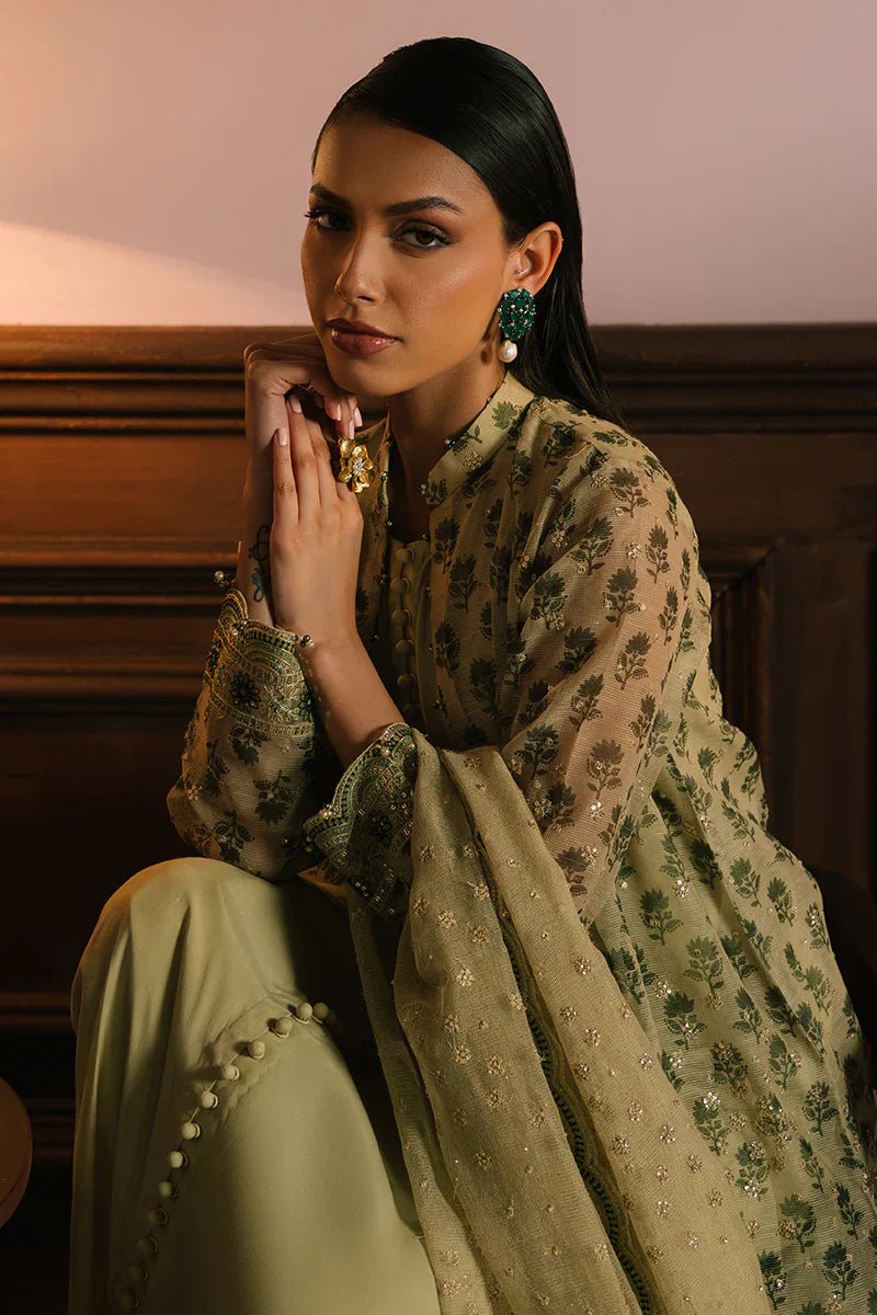 GLEAMING GOLD - 4PC NET EMBROIDERED SUIT - NEW NAMAL PRET