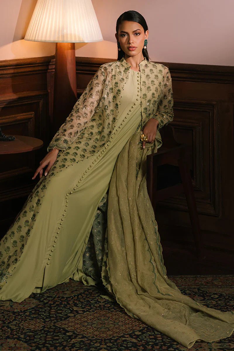 GLEAMING GOLD - 4PC NET EMBROIDERED SUIT - NEW NAMAL PRET