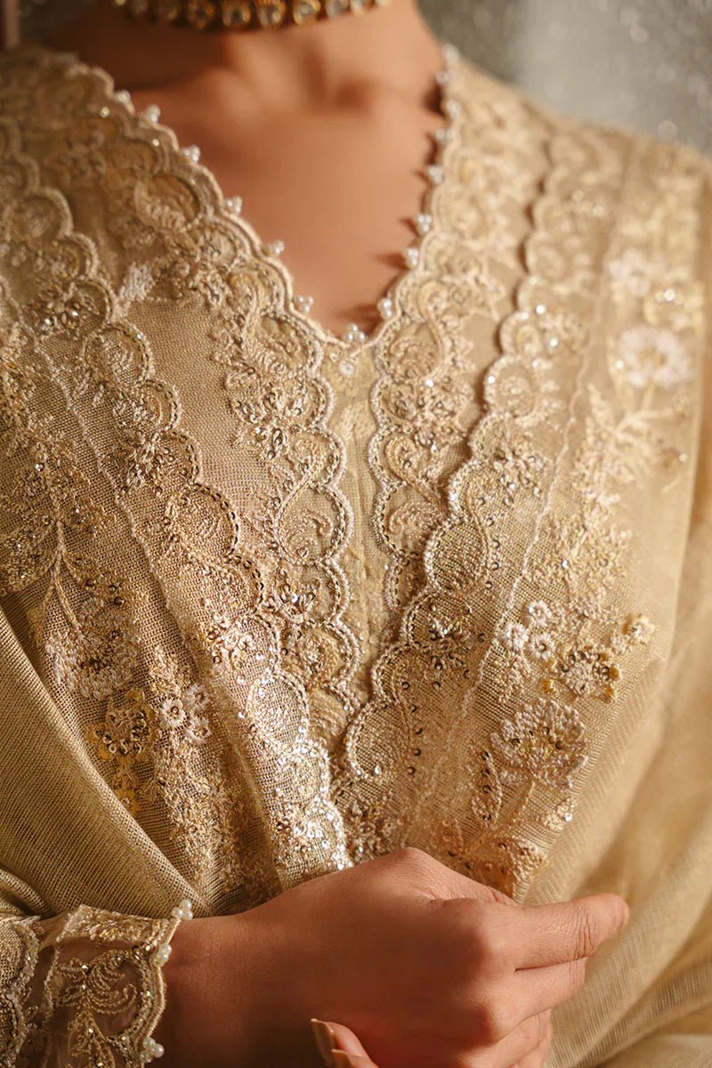 GOLDEN AURA - 4 PIECE EMBROIDERED SILK SUIT - NEW NAMAL PRET