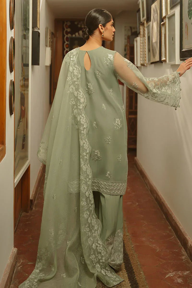 GREEN LILY - 4 PIECE EMBROIDERED ORGANZA SUIT - NEW NAMAL PRET
