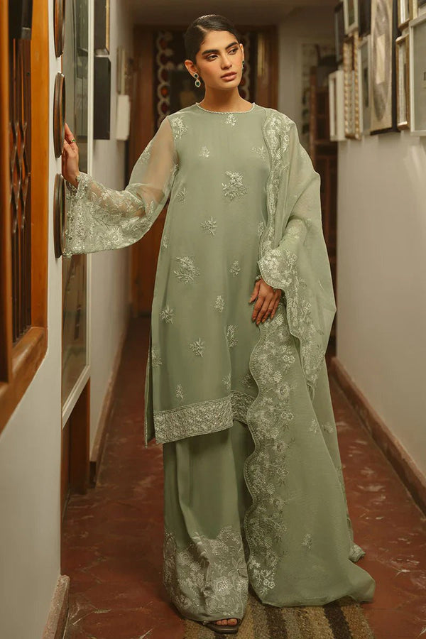 GREEN LILY - 4 PIECE EMBROIDERED ORGANZA SUIT - NEW NAMAL PRET