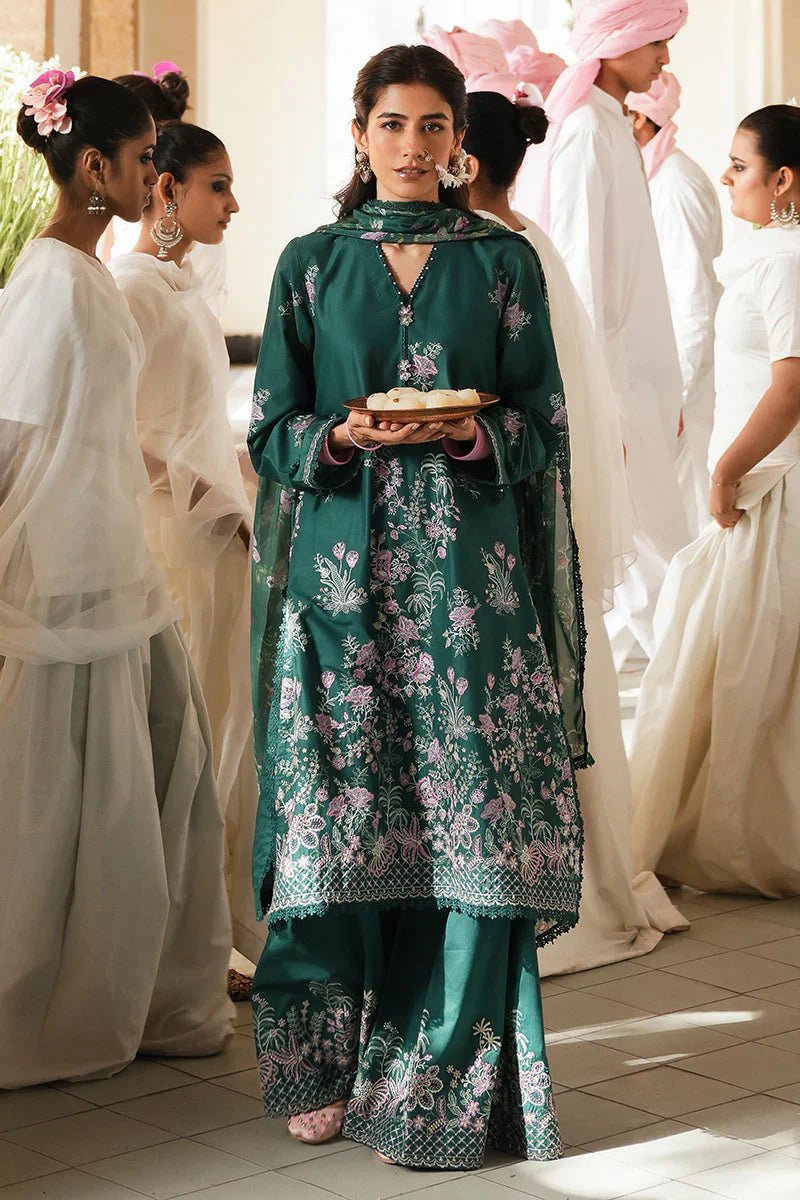 LAUREL GREEN - 3 PC EMBROIDERED LAWN SUIT - NEW NAMAL PRET