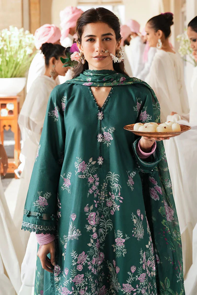 LAUREL GREEN - 3 PC EMBROIDERED LAWN SUIT - NEW NAMAL PRET