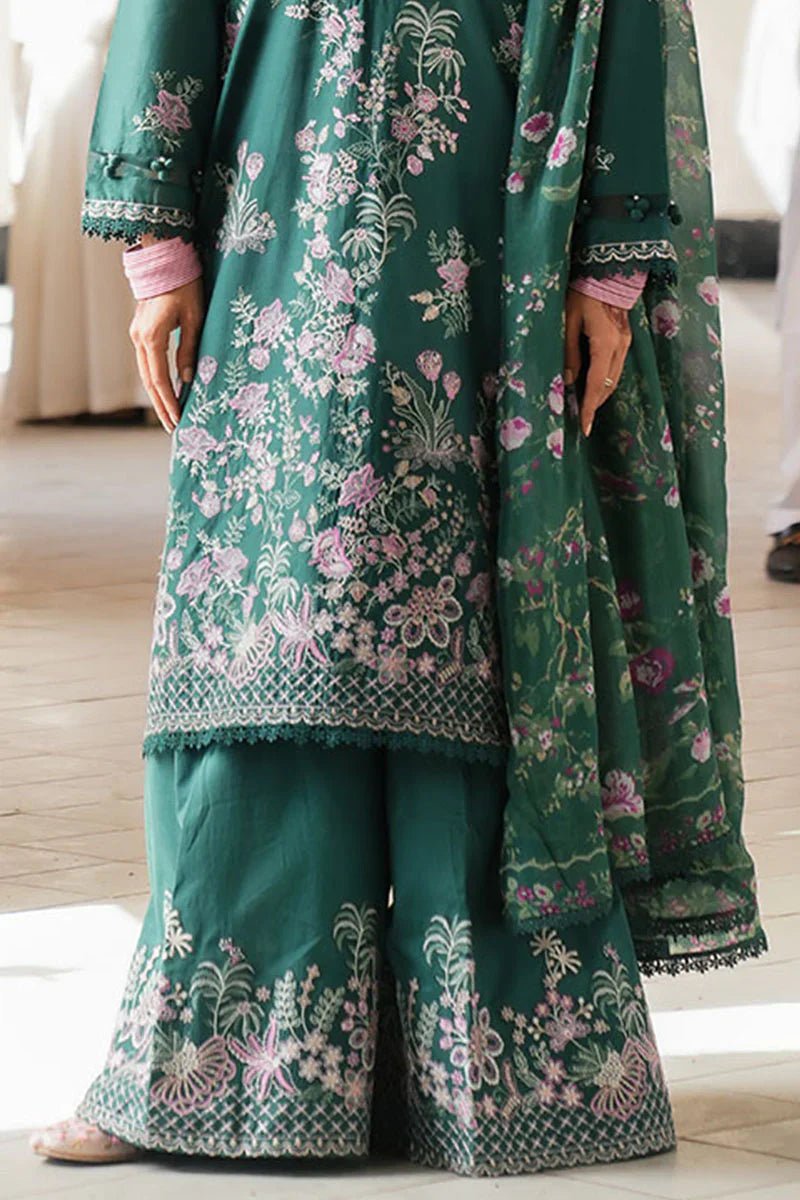 LAUREL GREEN - 3 PC EMBROIDERED LAWN SUIT - NEW NAMAL PRET