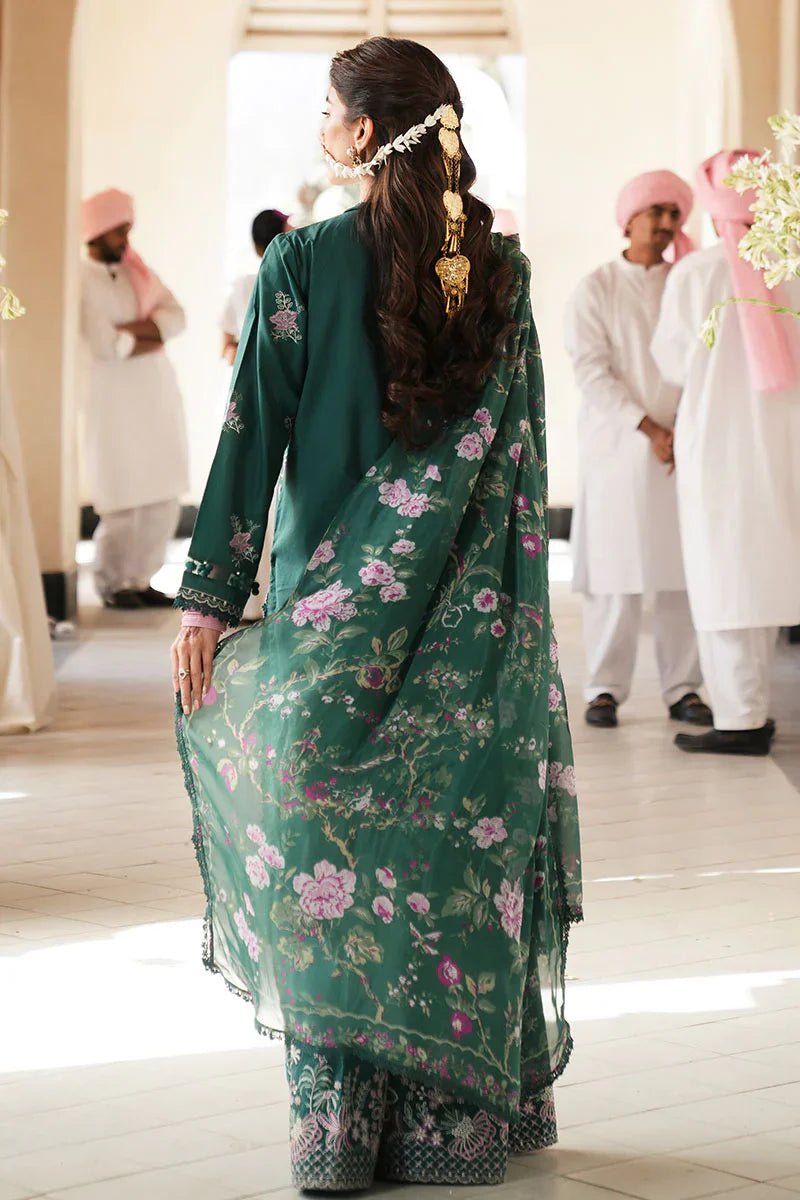 LAUREL GREEN - 3 PC EMBROIDERED LAWN SUIT - NEW NAMAL PRET