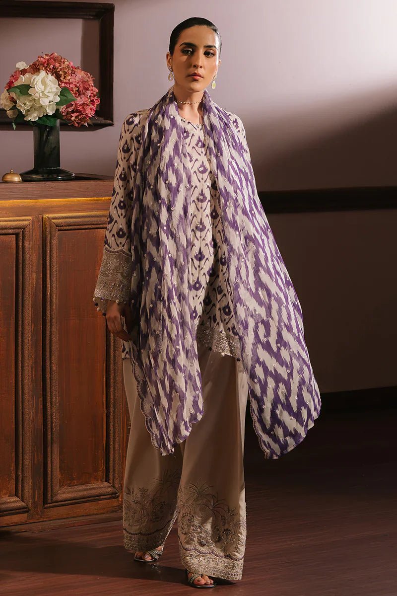 LEVENDER LUXE - 3PC SILK EMBROIDERED SUIT - NEW NAMAL PRET