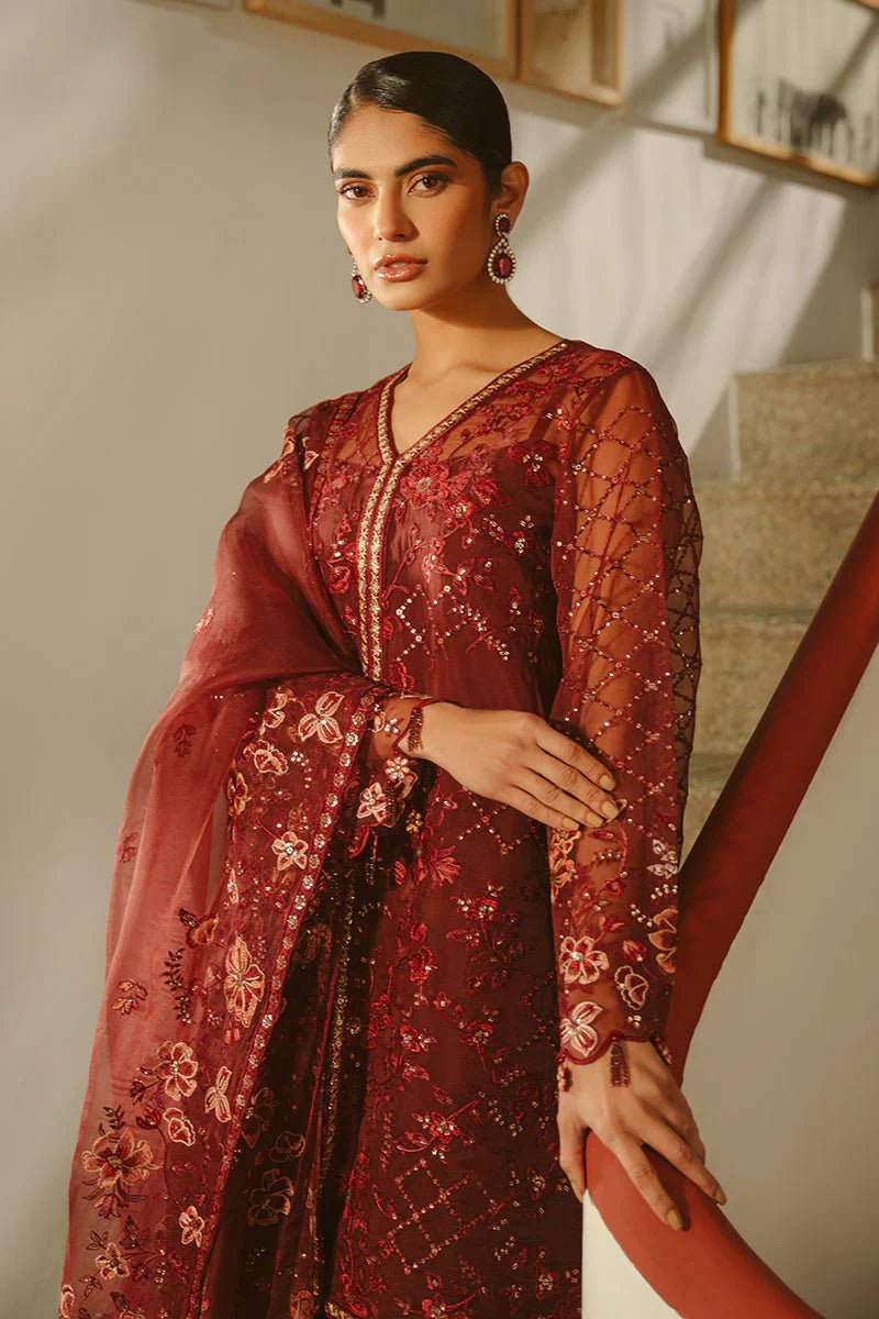 MERLOT MUSE - 4 PIECE EMBROIDERED ORGANZA SUIT - NEW NAMAL PRET