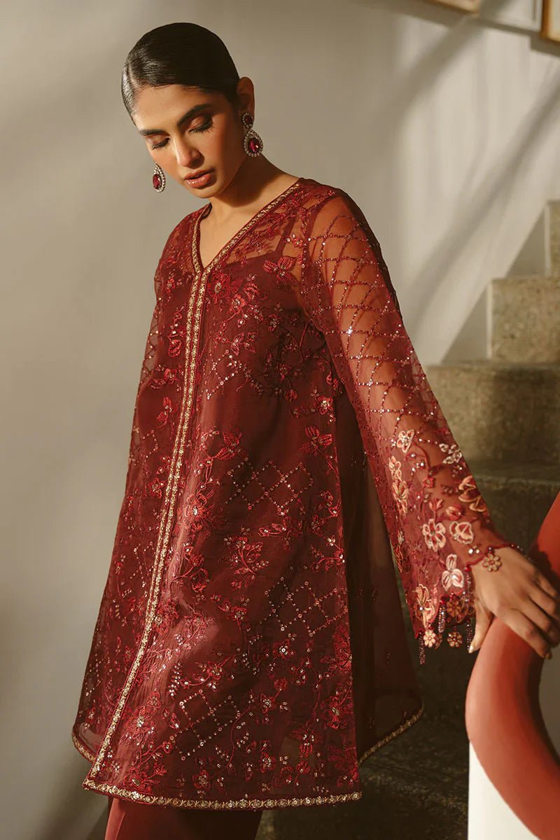 MERLOT MUSE - 4 PIECE EMBROIDERED ORGANZA SUIT - NEW NAMAL PRET