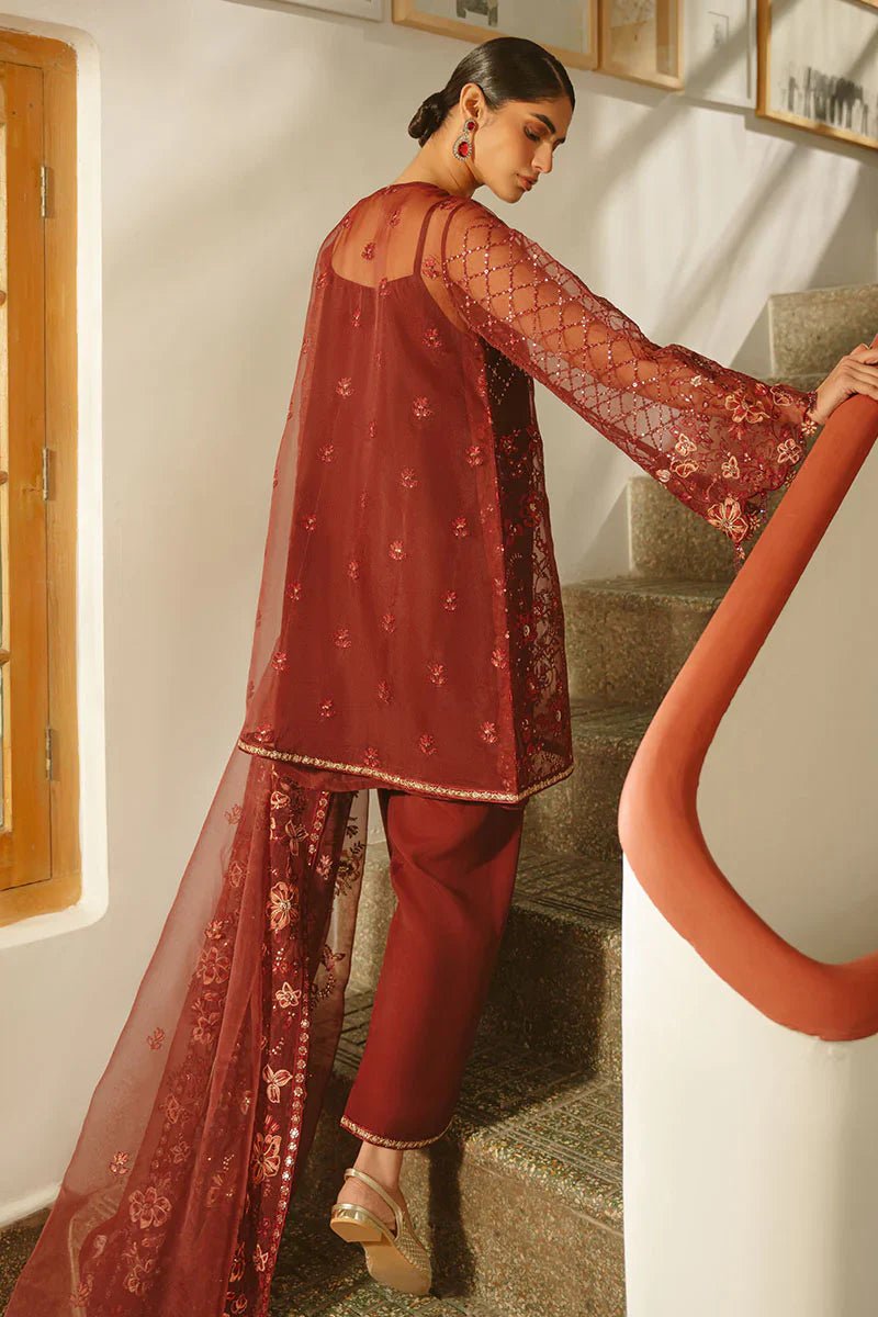 MERLOT MUSE - 4 PIECE EMBROIDERED ORGANZA SUIT - NEW NAMAL PRET