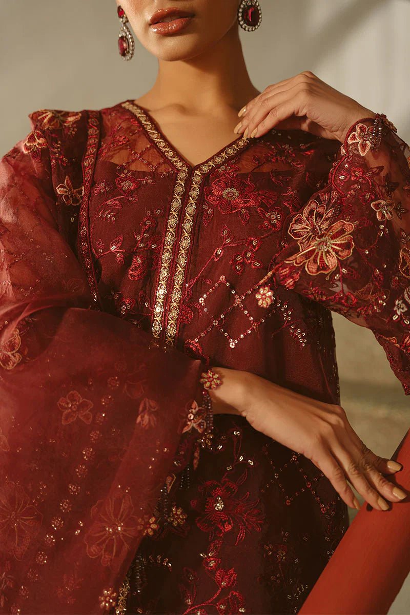 MERLOT MUSE - 4 PIECE EMBROIDERED ORGANZA SUIT - NEW NAMAL PRET
