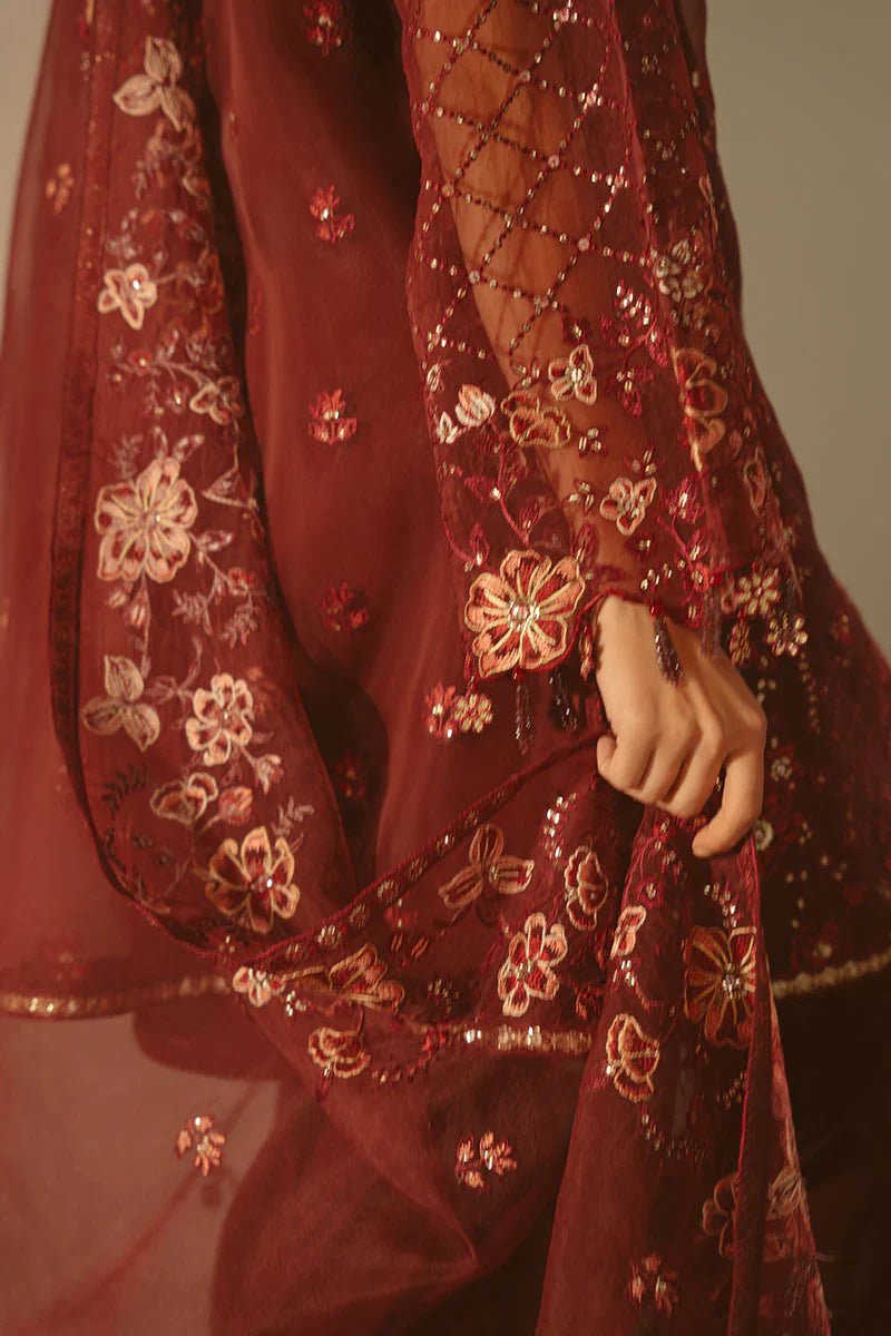 MERLOT MUSE - 4 PIECE EMBROIDERED ORGANZA SUIT - NEW NAMAL PRET