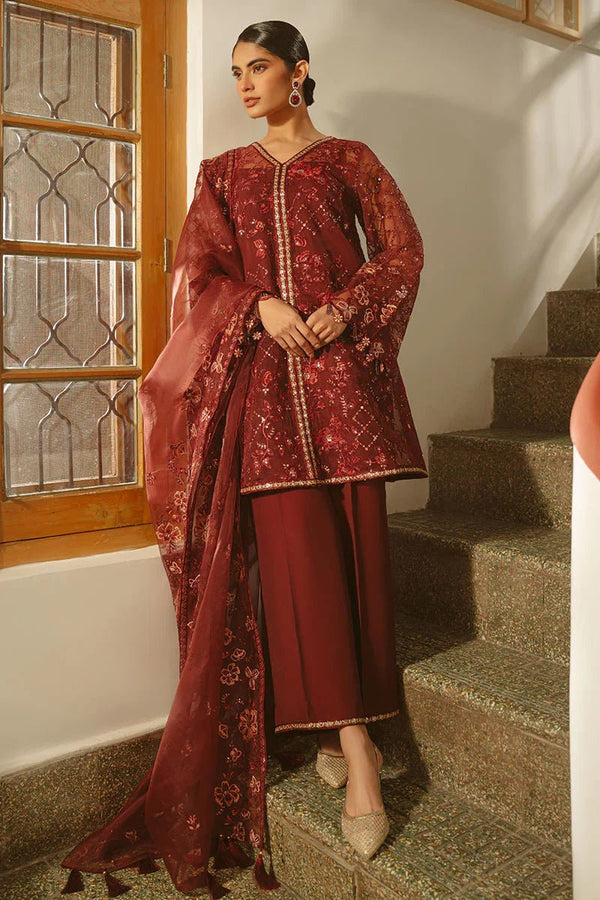 MERLOT MUSE - 4 PIECE EMBROIDERED ORGANZA SUIT - NEW NAMAL PRET