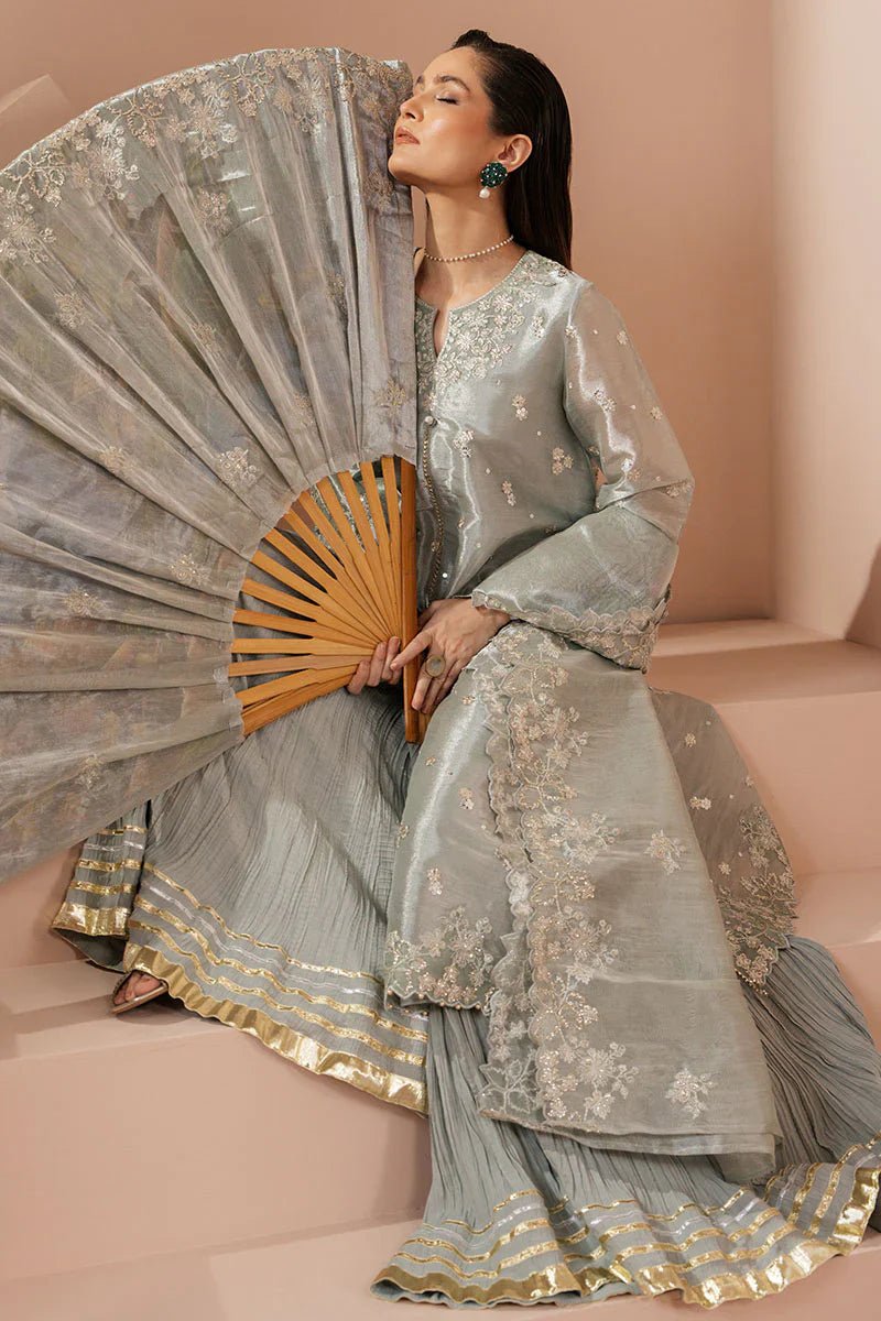 MINT AURA - 4 PIECE EMBROIDERED SILK SUIT - NEW NAMAL PRET