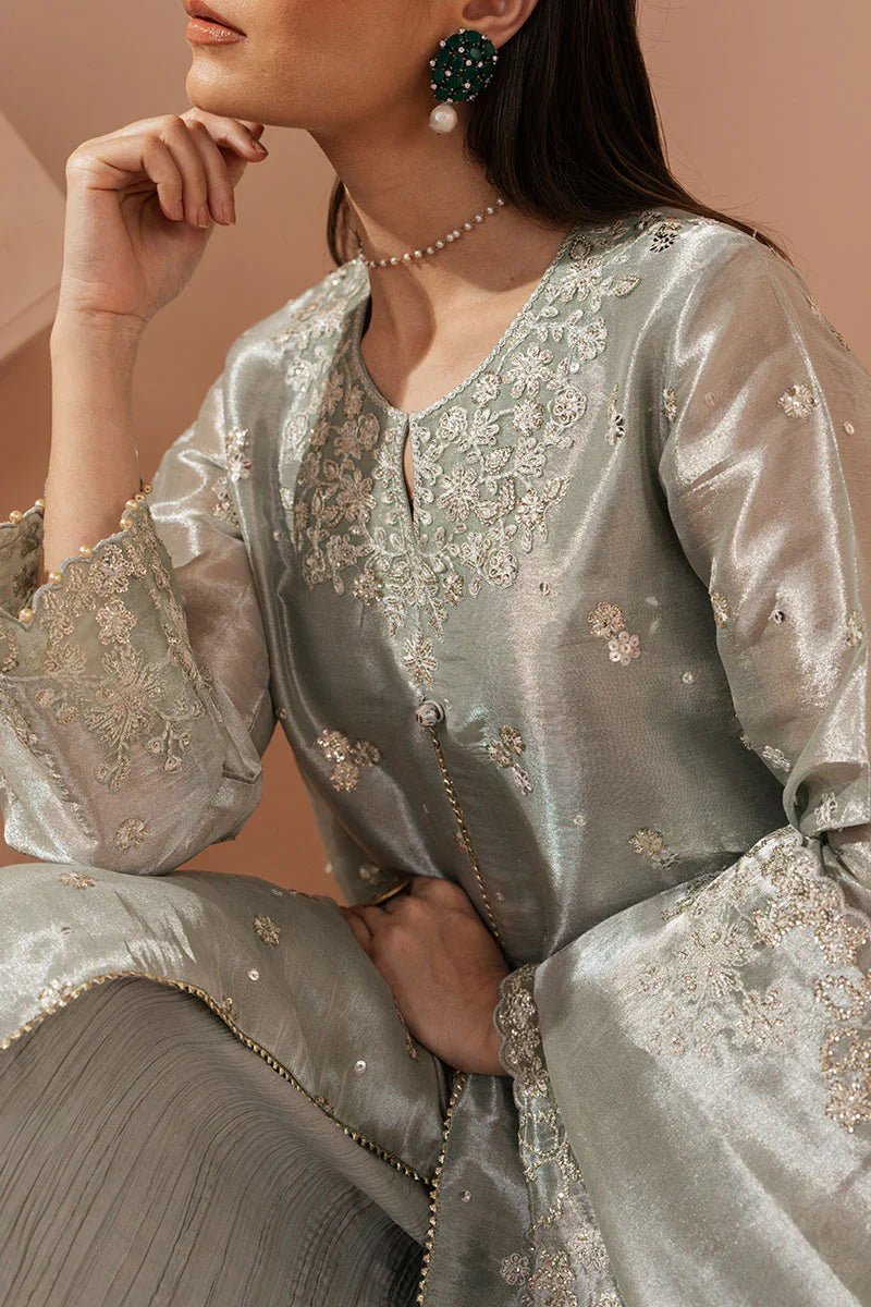 MINT AURA - 4 PIECE EMBROIDERED SILK SUIT - NEW NAMAL PRET