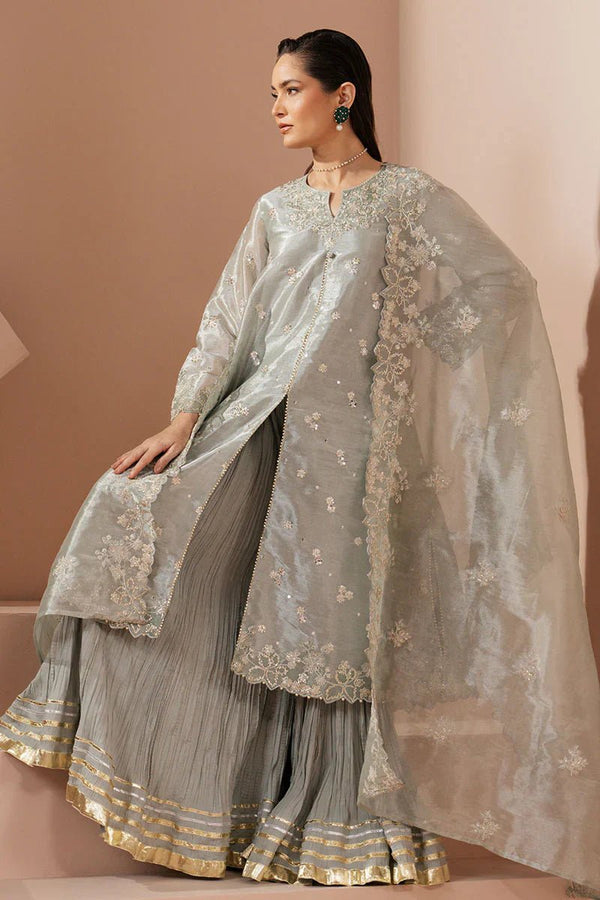 MINT AURA - 4 PIECE EMBROIDERED SILK SUIT - NEW NAMAL PRET