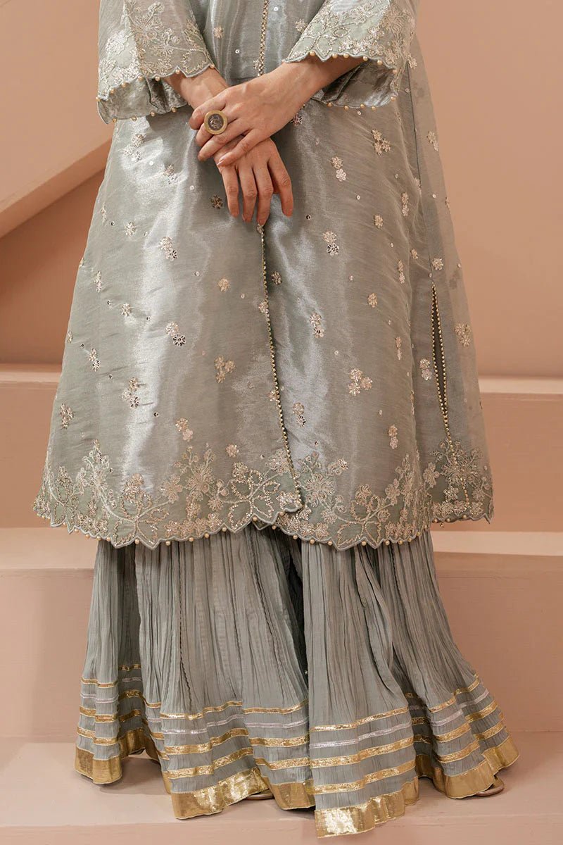 MINT AURA - 4 PIECE EMBROIDERED SILK SUIT - NEW NAMAL PRET