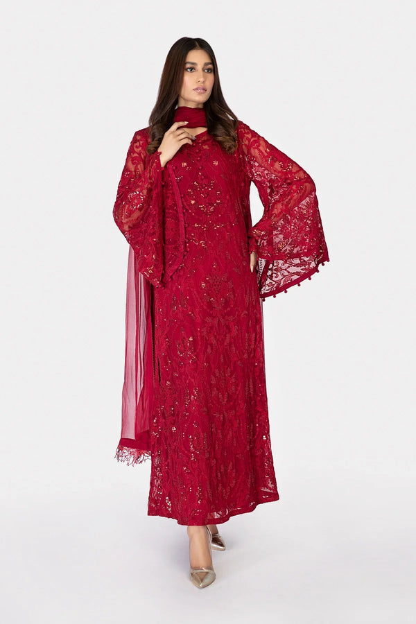M.Luxe Fabrics LF - 304 - Maroon - NEW NAMAL PRET