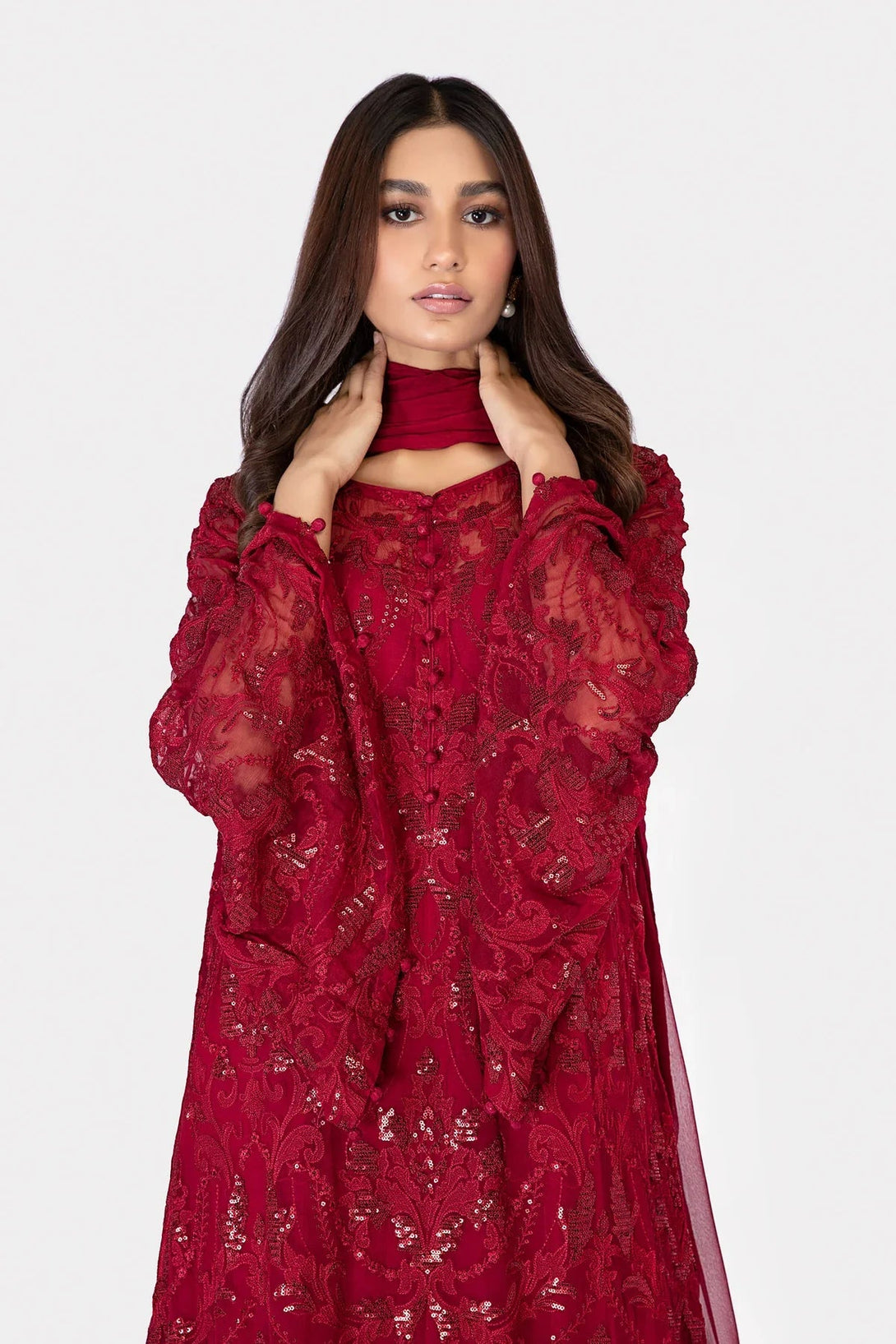 M.Luxe Fabrics LF - 304 - Maroon - NEW NAMAL PRET