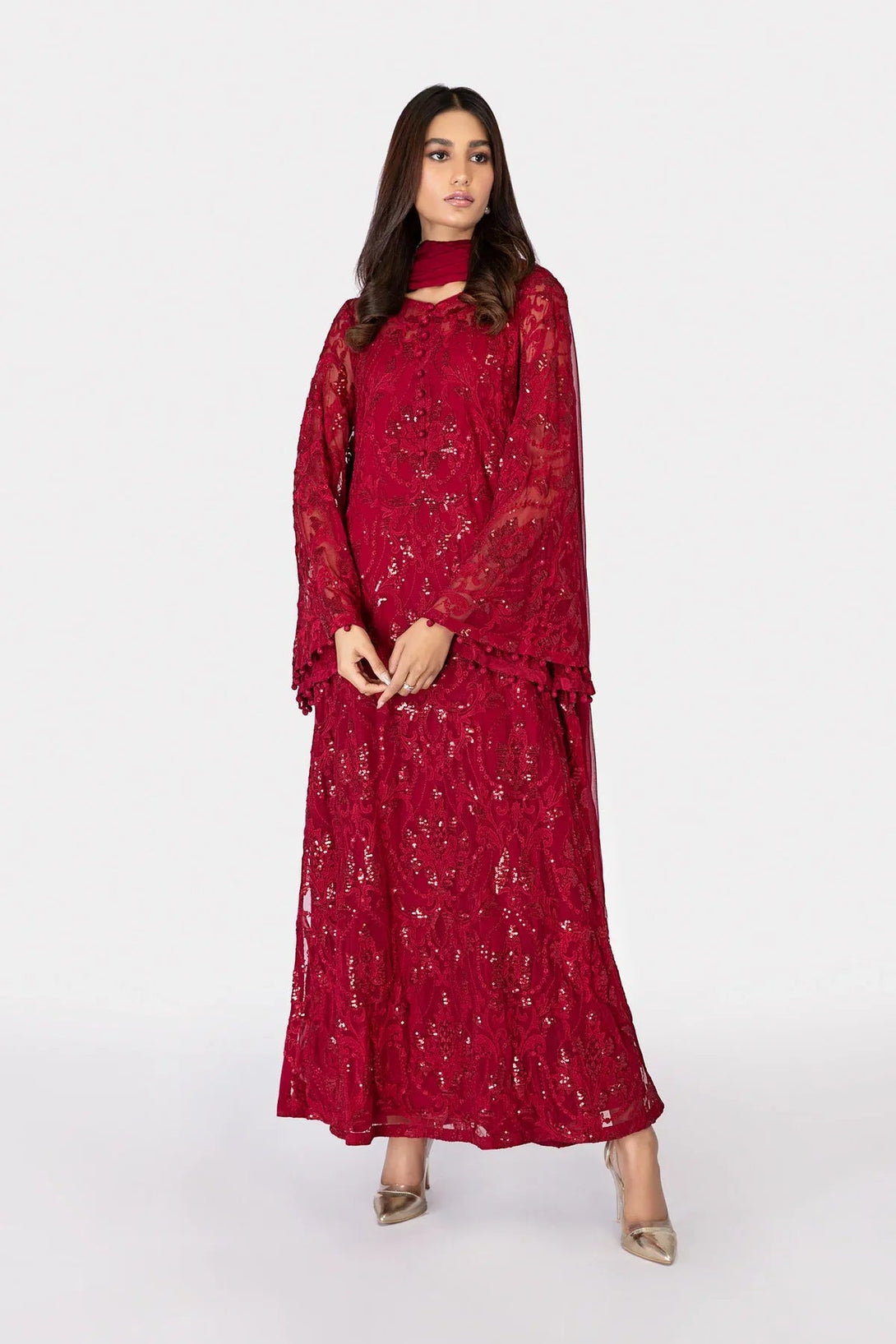 M.Luxe Fabrics LF - 304 - Maroon - NEW NAMAL PRET