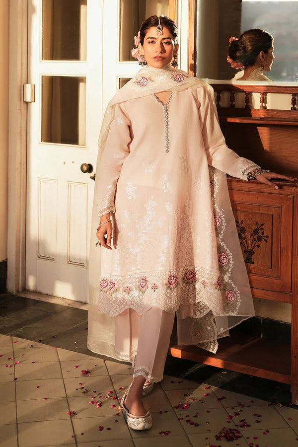 PALE PINK - 3 PC EMBROIDERED LAWN SUIT - NEW NAMAL PRET