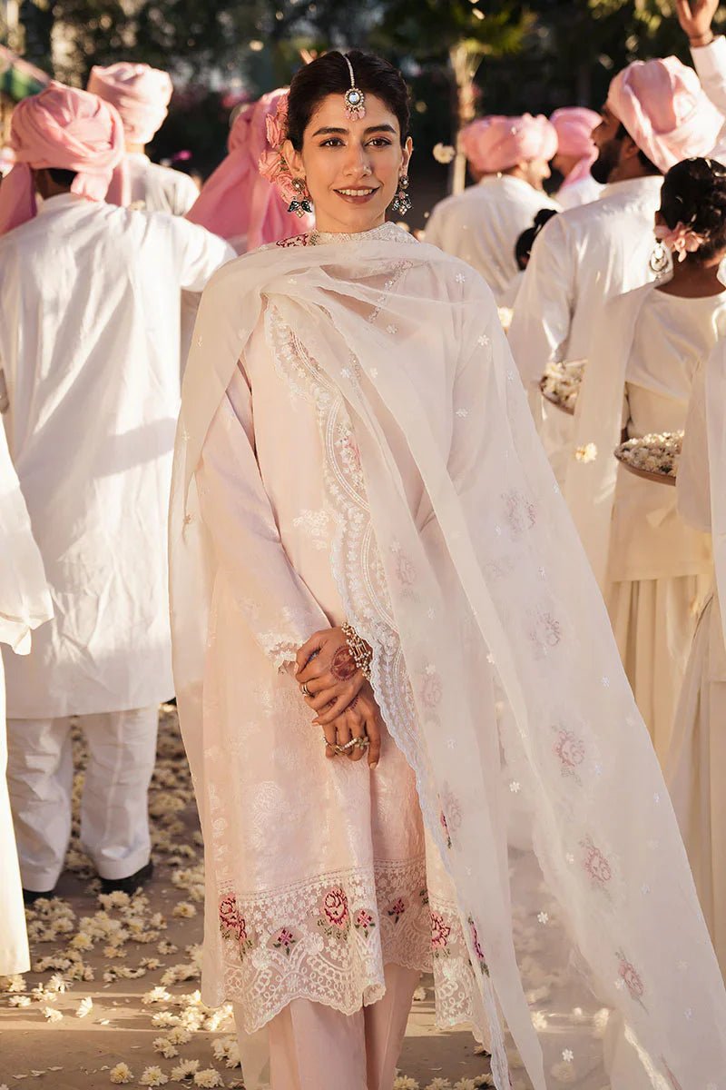 PALE PINK - 3 PC EMBROIDERED LAWN SUIT - NEW NAMAL PRET