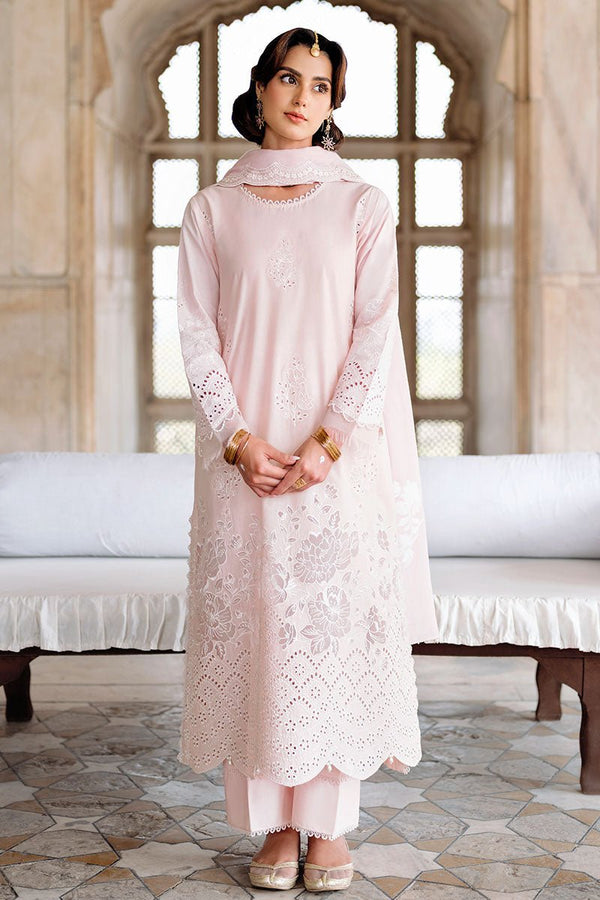 PEACH BLUSH - 3PC EMBROIDERED LAWN SUIT - NEW NAMAL PRET