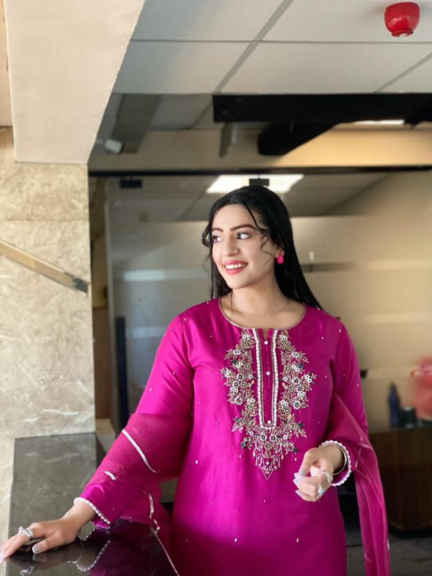 PINE EMBORIDERY SUIT WITH ORGANZA DUPPTA&TROUSER - NEW NAMAL PRET