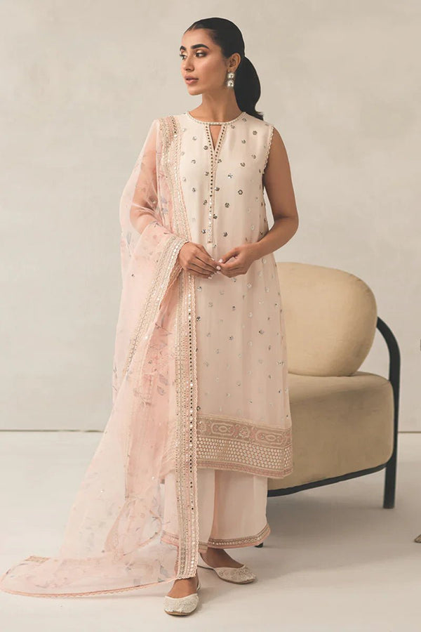 PINK HUE - 4 PIECE EMBROIDERED CHIFFON SUIT - NEW NAMAL PRET