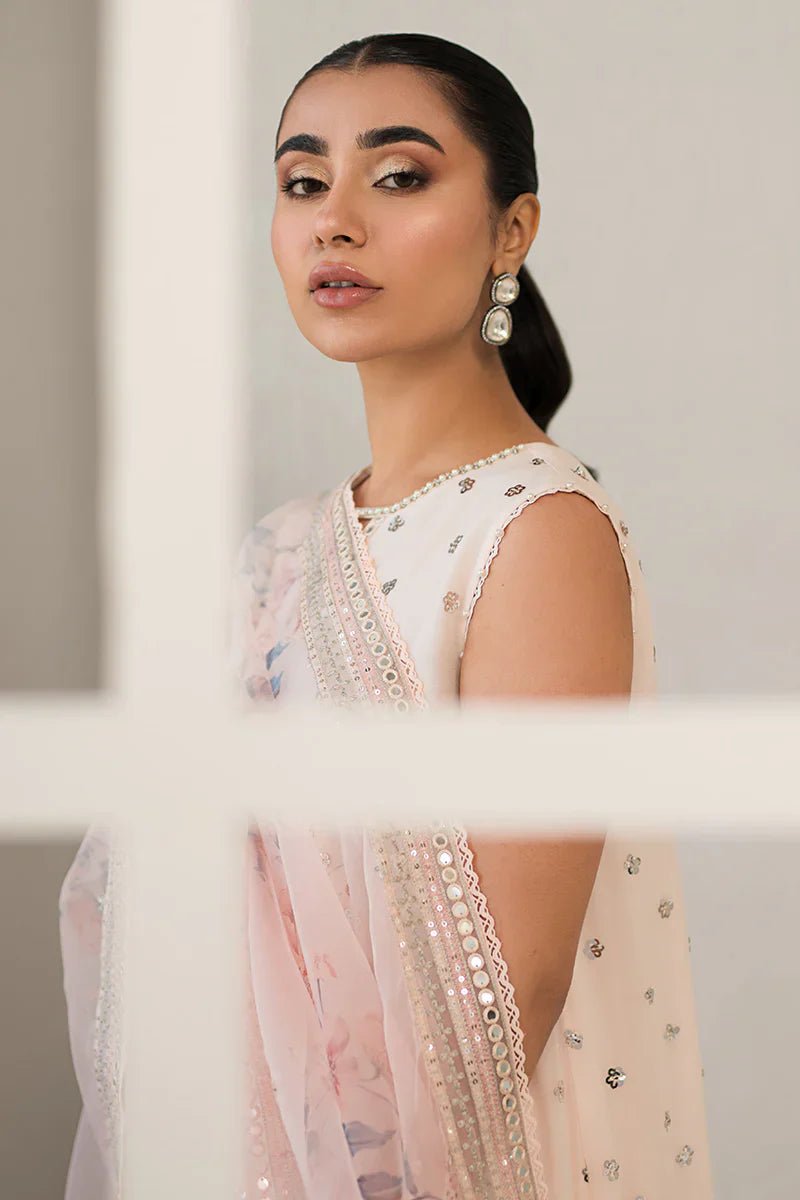 PINK HUE - 4 PIECE EMBROIDERED CHIFFON SUIT - NEW NAMAL PRET