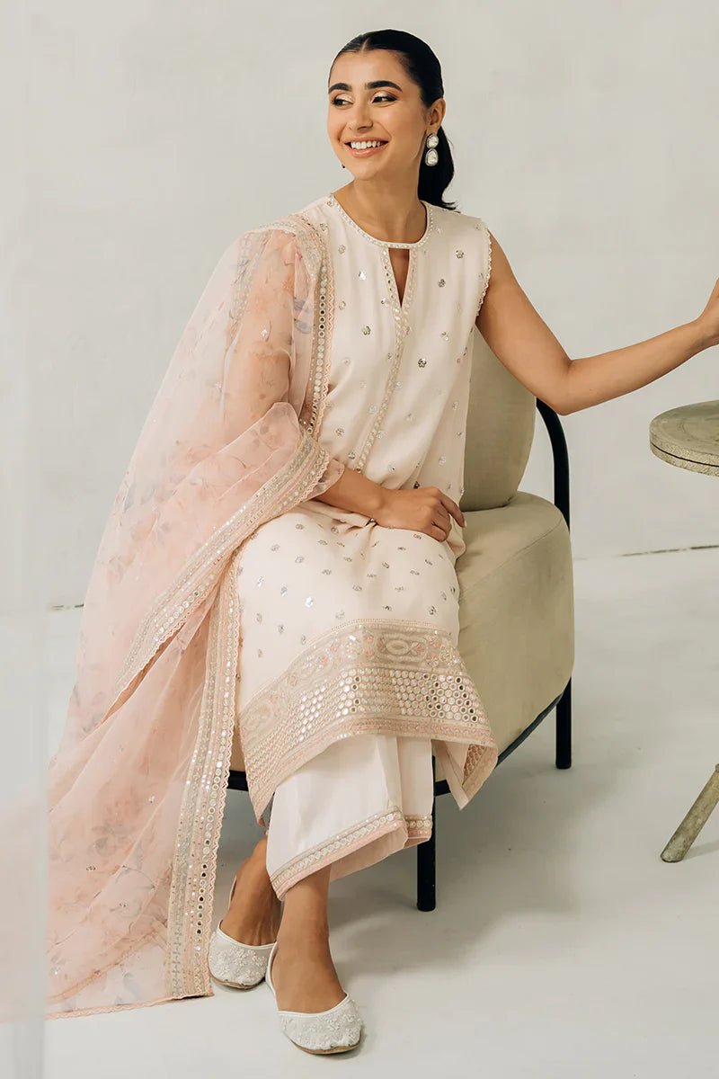PINK HUE - 4 PIECE EMBROIDERED CHIFFON SUIT - NEW NAMAL PRET