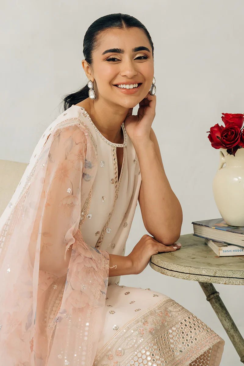PINK HUE - 4 PIECE EMBROIDERED CHIFFON SUIT - NEW NAMAL PRET