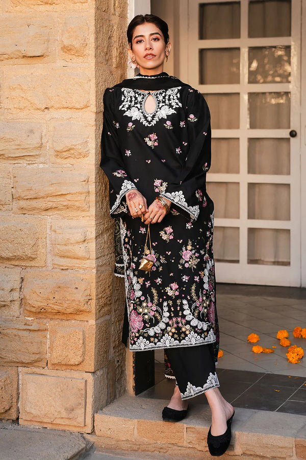 VINTAGE ROSE-3 PC EMBROIDERED LAWN SUIT