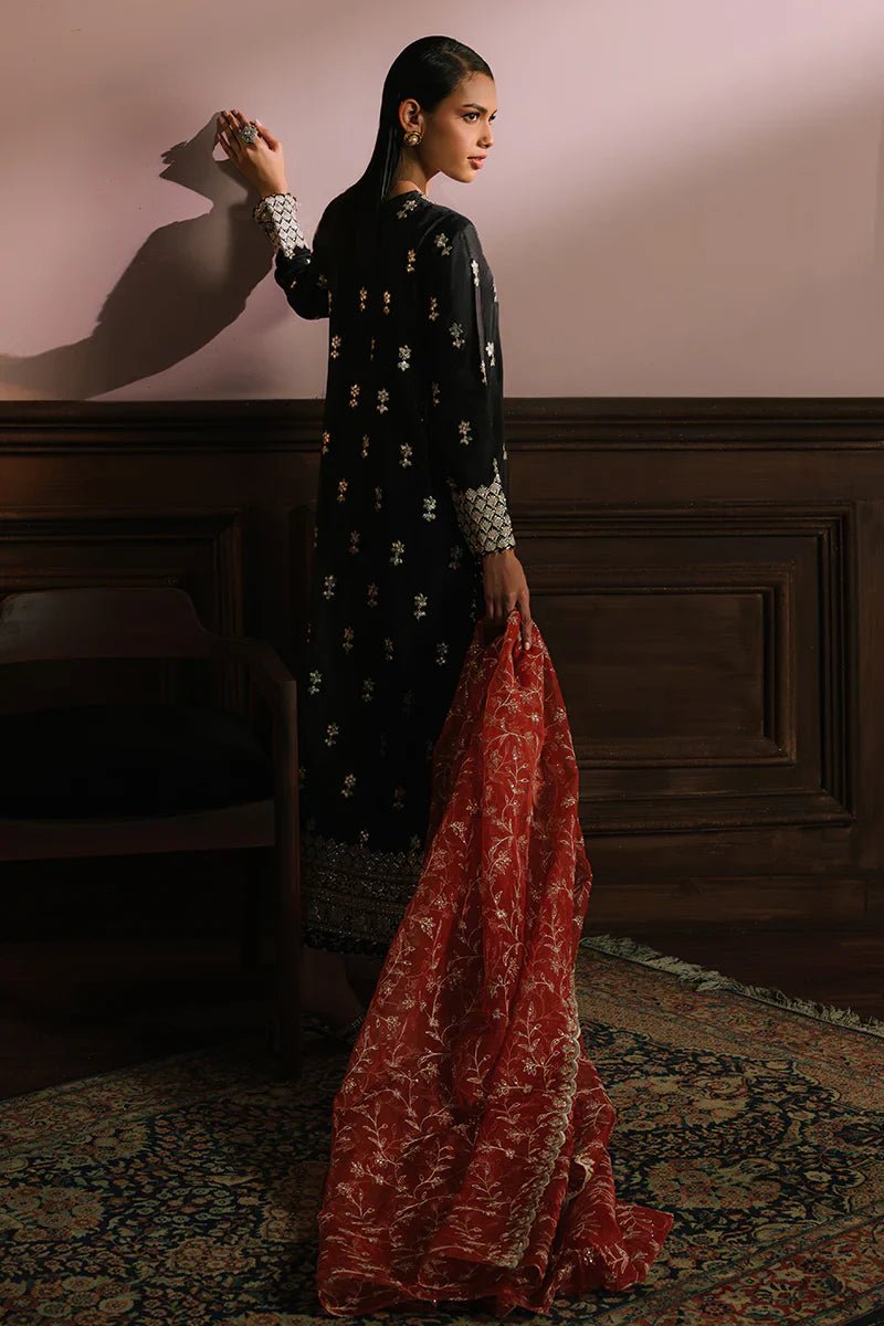 SCARLET CINNABAR - 3PC SILK EMBROIDERED SUIT - NEW NAMAL PRET