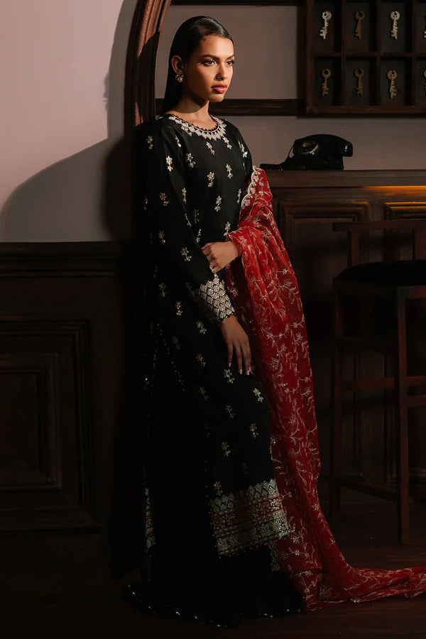 SCARLET CINNABAR - 3PC SILK EMBROIDERED SUIT - NEW NAMAL PRET