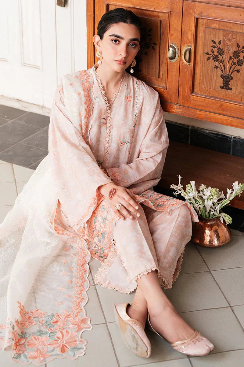 SOFT SALMON - 3 PC PRINTED LAWN SUIT - NEW NAMAL PRET