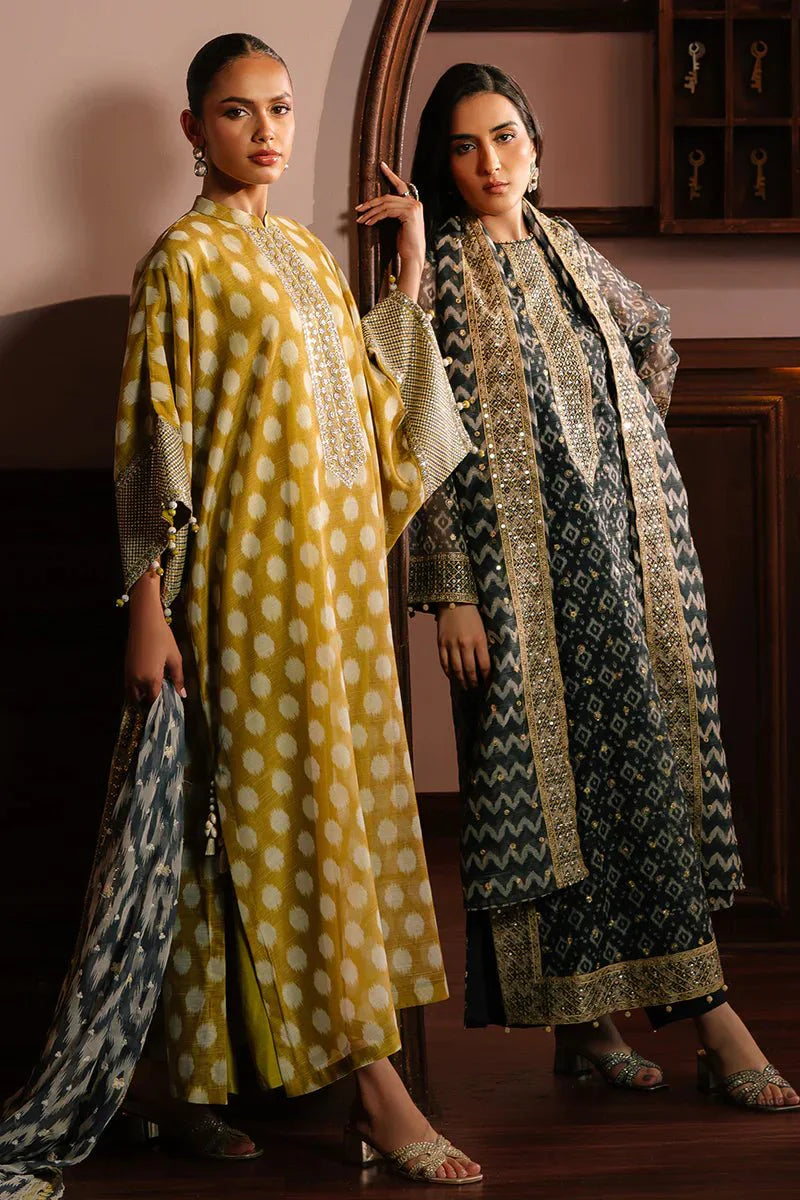 TEAL NOIR - 4PC NET EMBROIDERED SUIT - NEW NAMAL PRET