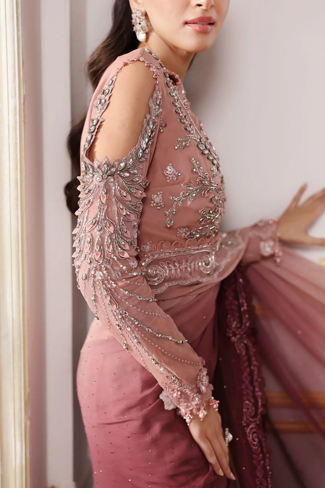Unstitched Embroidered Chiffon Saree | BD - 3001 - NEW NAMAL PRET